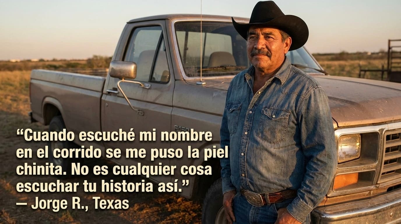 Jorge R. de Texas: Cuando escuche mi nombre en el corrido se me puso la piel chinita.